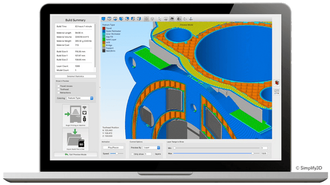 Logiciel - Logiciel de préparation et de lancement en production SYMPLIFY 3D pour imprimante 3D - VOLUMIC - KALLISTO