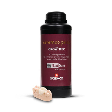Matériau (imprimante 3D Nextdent 5100) : Résine dentaire CROWNTEC permanente (bidon de 500g)