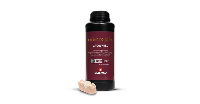 Matériau (imprimante 3D Nextdent 5100) : Résine dentaire CROWNTEC permanente (bidon de 500g)
